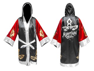 Custom Muay Thai Fight Robe : KNFIR-143-Red-Black