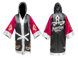 Custom Muay Thai Fight Robe : KNFIR-143-Rose-Black