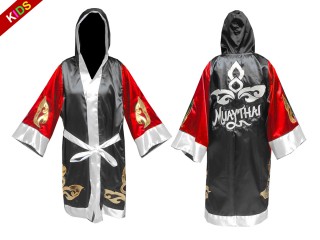 KANONG Custom Kids Muay Thai Fight Robe : KNFIRKID-143-Red-Black