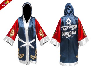 KANONG Custom Kids Muay Thai Fight Robe : KNFIRKID-143-Red-Navy