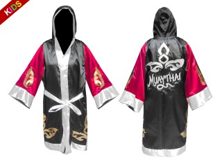 KANONG Custom Kids Muay Thai Fight Robe : KNFIRKID-143-Rose-Black