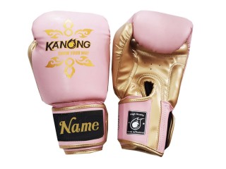 Custom Muay Thai Gloves : KNGCUST-403 Pink-Gold