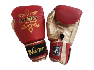 Custom Muay Thai Gloves : KNGCUST-404 Red-Gold