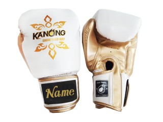 Custom Muay Thai Gloves : KNGCUST-405 White-Gold