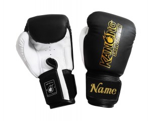 Custom Muay Thai  Gloves : KNGCUST-411 Black-White