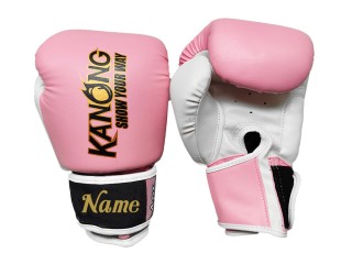 Custom Kids Boxing Gloves : KNGCUST-KIDS-434 Pink-White