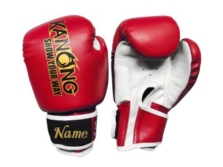 Custom Kids Boxing Gloves : KNGCUST-KIDS-435 Red-White