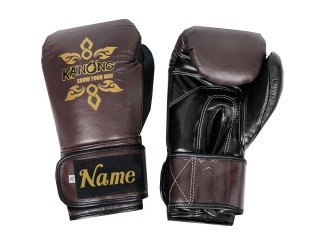 Custom Real Leather Boxing Gloves : KNGCUST-R-417 Brown-Black