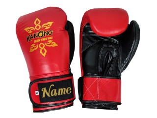 Custom Real Leather Boxing Gloves : KNGCUST-R-419 Red-Black