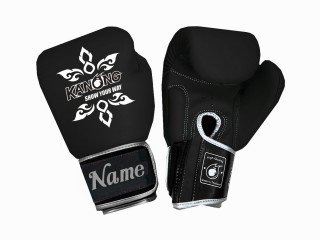 Custom Real Leather Kickboxing Gloves : KNGCUST-R-426 Black