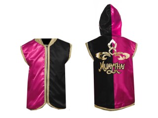 Kanong Custom Muay Thai Hoodies / Walk in Hoodies Jacket : Rose-Black Lai Thai