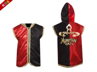 Kanong Custom Kids Muay Thai Hoodies / Walk in Hoodies Jacket : Red-Black Lai Thai