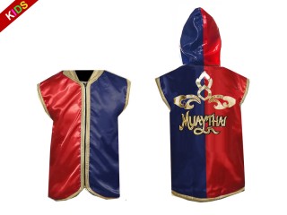 Kanong Custom Kids Muay Thai Hoodies / Walk in Hoodies Jacket : Red-Navy Lai Thai