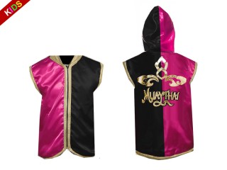 Kanong Custom Kids Muay Thai Hoodies / Walk in Hoodies Jacket : Rose-Black Lai Thai