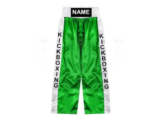 Custom kickboxing pants with name : KNPANTS-001-Green