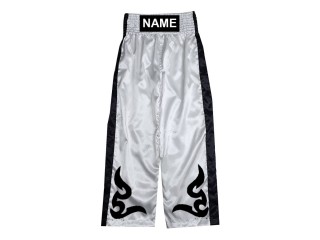 Custom kickboxing pants with name : KNPANTS-002-White