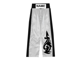 Custom kickboxing pants with name : KNPANTS-003-White