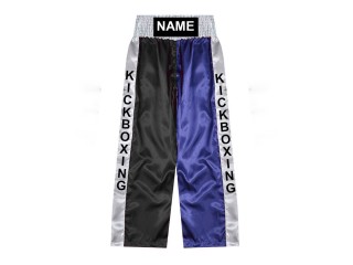 Custom made kick boxing trousers with name : KNPANTS-001-Black-Navy