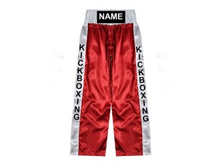 Custom made kickboxing trousers with name : KNPANTS-001-Red