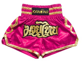 Kanong Kids Muay Thai Kick boxing Shorts : KNS-121-DarkPink-K