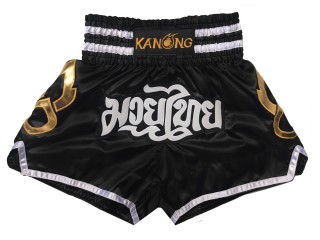 Kanong Kids Muay Thai Kick boxing Shorts : KNS-143-Black-K